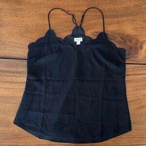 J. Crew Elegant Black Scalloped Camisole